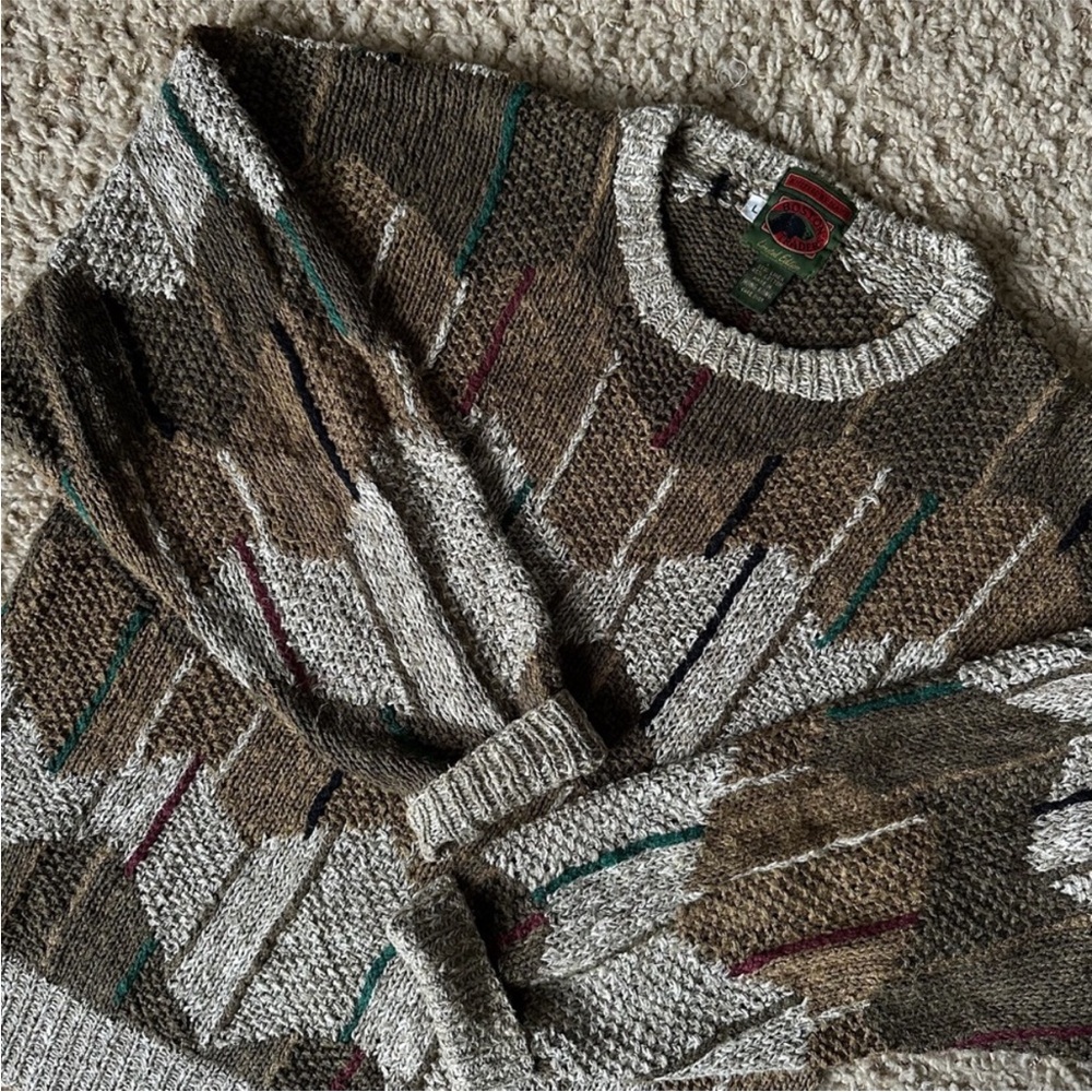 Boston Traders Brown and Cream Knit Pullover